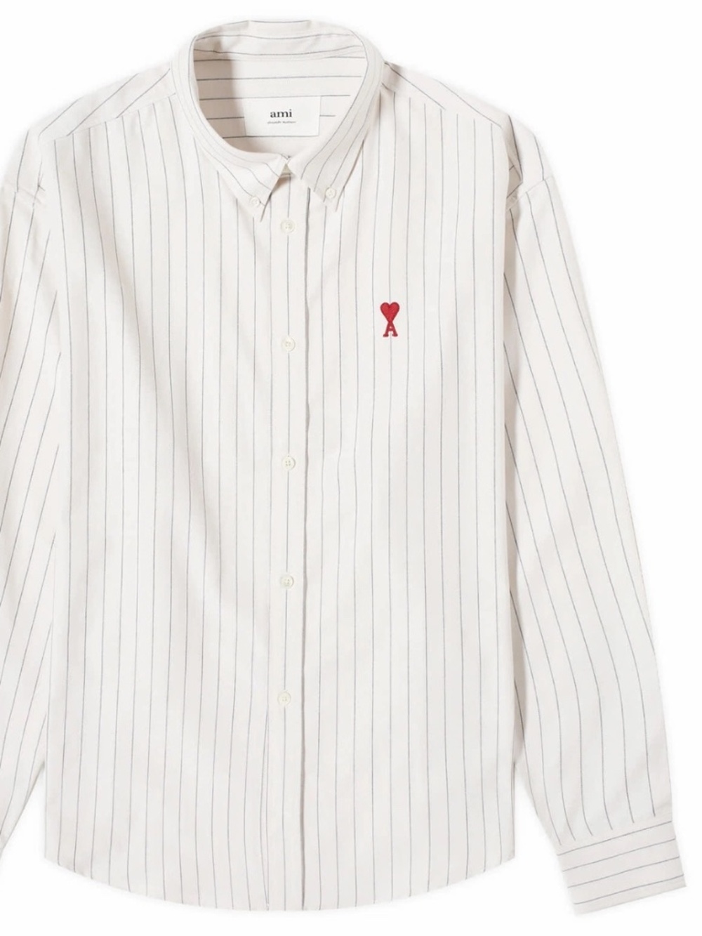 AMI Paris Unisex Boxy Fit Heart Stripe Shirt - L size - Over